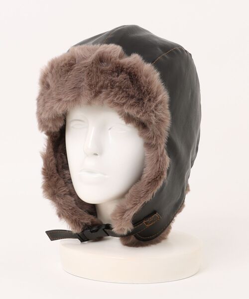 Figments（フィグメンツ）の「フェィクスエードフライトキャップ（キャップ・レディース・ブラック/ブラウン・FREE）」の7枚目の写真