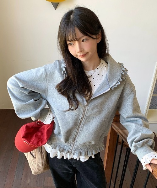 セール】【春夏新作】フリルデザインジップパーカー（パーカー）｜LADY