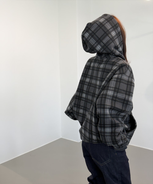 chancechance(チャンスチャンス)の「CEC CHECK ZIP-UP HOODIE(CHARCOAL)(パーカー・メンズ・その他・OS)」の4枚目の写真
