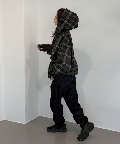chancechance(チャンスチャンス)の「CEC CHECK ZIP-UP HOODIE(CHARCOAL)(パーカー・メンズ・その他・OS)」の5枚目の写真