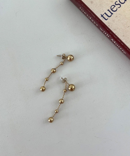 CEMONEMO(セモネモ)の「【金属アレルギー対応】2way ボールチェーン ロング ピアス / サージカルステンレス(ピアス(両耳用)・レディース・シルバー/ゴールド・FREE)」の3枚目の写真