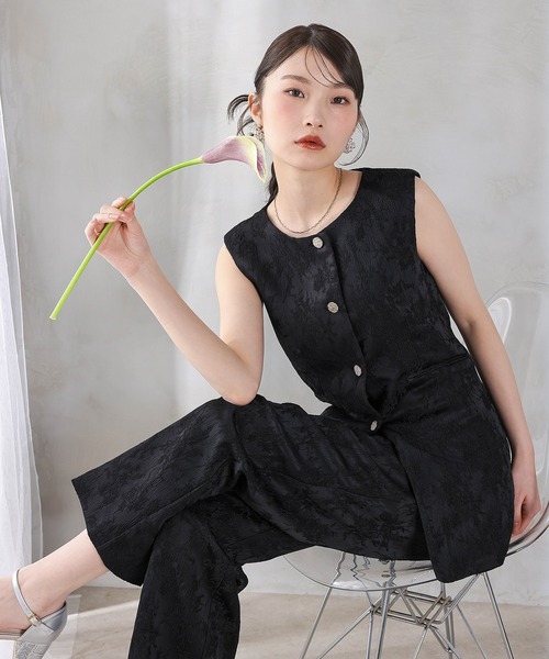 Kana（カナ）の「ジャガードジレ ストレートパンツ 2点セット パンツ