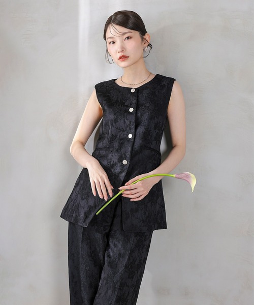 ジャガードジレ ストレートパンツ 2点セット パンツドレス