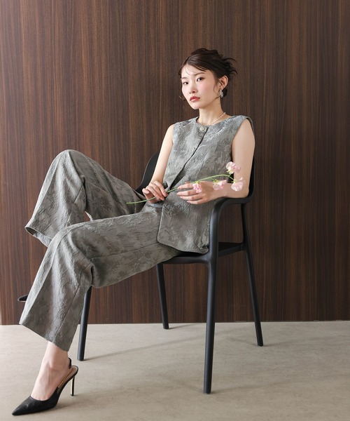 Kana（カナ）の「ジャガードジレ ストレートパンツ 2点セット パンツ