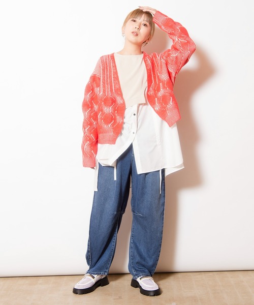 OSMOSIS(オズモーシス)の「ドローストリングシャツ切替プルオーバー(Tシャツ/カットソー・レディース・その他/ライトベージュ/ブラック・ONE SIZE)」の20枚目の写真