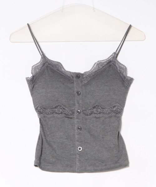 PHILLY(フィリー)の「《カップイン》ボタンデザインキャミソール(キャミソール・レディース・ホワイト/チャコールグレー・FREE)」の14枚目の写真