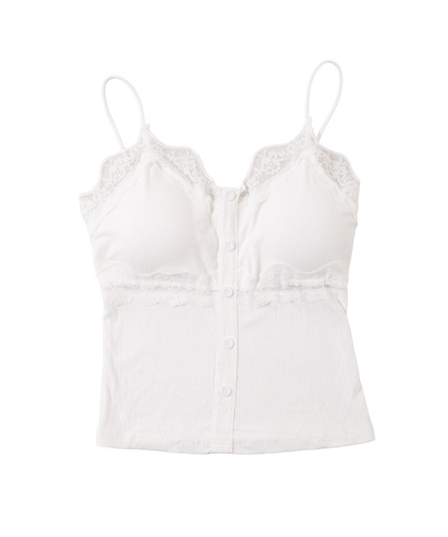 PHILLY(フィリー)の「《カップイン》ボタンデザインキャミソール(キャミソール・レディース・ホワイト/チャコールグレー・FREE)」の4枚目の写真