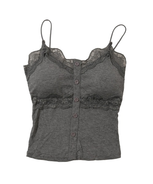 PHILLY(フィリー)の「《カップイン》ボタンデザインキャミソール(キャミソール・レディース・ホワイト/チャコールグレー・FREE)」の9枚目の写真