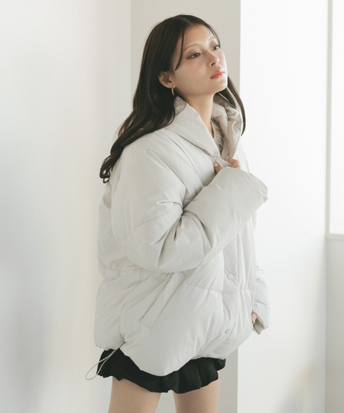 ファーフード中綿コート/取り外し可能（ダウンジャケット/コート