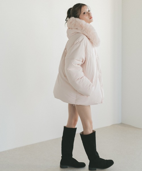 VANNIE U(ヴァニーユー)の「ファーフード中綿コート/取り外し可能(ダウンジャケット/コート・レディース・ピンク/ホワイト・FREE)」の20枚目の写真