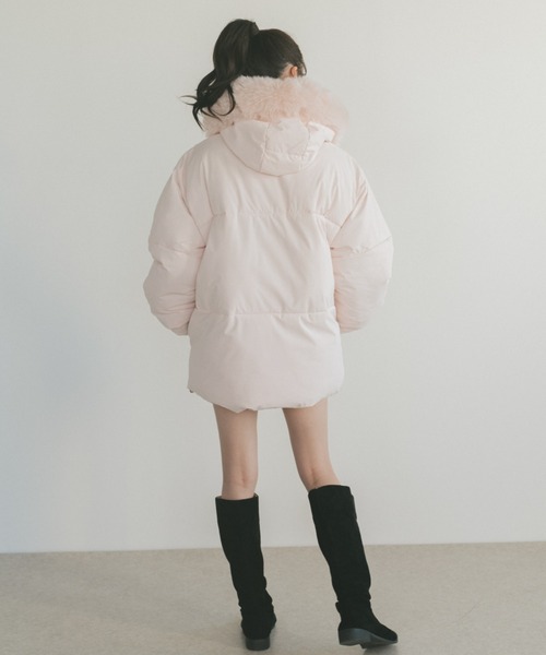 VANNIE U(ヴァニーユー)の「ファーフード中綿コート/取り外し可能(ダウンジャケット/コート・レディース・ピンク/ホワイト・FREE)」の21枚目の写真