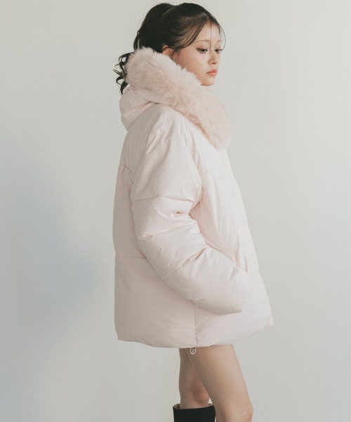 VANNIE U(ヴァニーユー)の「ファーフード中綿コート/取り外し可能(ダウンジャケット/コート・レディース・ピンク/ホワイト・FREE)」の18枚目の写真