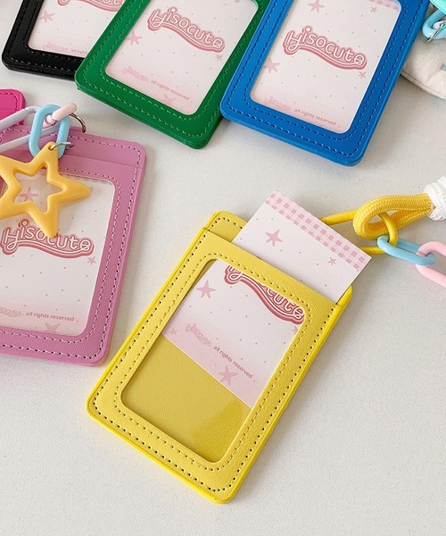 oshipic/推し活 ストラップ スターチャーム付き ID カードホルダー