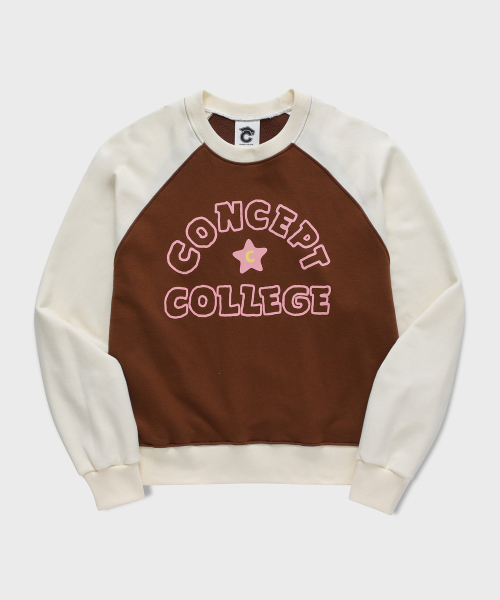 CONCEPTCOLLEGE（コンセプトカレッジ）の「ハンドロゴラグランスウェットシャツ_ブラウン/アイボリー [女性用]（スウェット・レディース・ブラウン・SMALL/MEDIUM）」の5枚目の写真