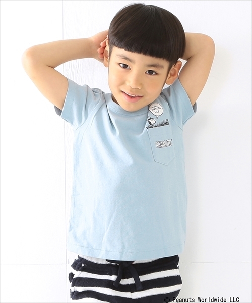 B:MING by BEAMS（ビーミングバイビームス）の「ビーミング by ビームス / Peanuts ポケットＴシャツ 16SS（Tシャツ/カットソー・キッズ・サックスブルー/ホワイト・130/80/140/90/150/110/100/120）」の2枚目の写真