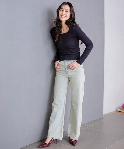 Levi's(リーバイス)の「Levi's/リーバイス エッセンシャル スクエアネック ロングスリーブ Tシャツ(Tシャツ/カットソー・レディース・ブラック・M/S/XS)」の9枚目の写真