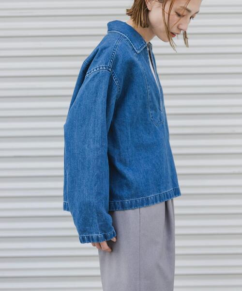 FORK&SPOON（フォークアンドスプーン）の「FORK&SPOON　ペーパーデニムスキッパーシャツ（シャツ/ブラウス・レディース・ブルー/ブラック・1）」の19枚目の写真