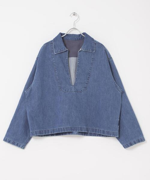 FORK&SPOON（フォークアンドスプーン）の「FORK&SPOON　ペーパーデニムスキッパーシャツ（シャツ/ブラウス・レディース・ブルー/ブラック・1）」の22枚目の写真
