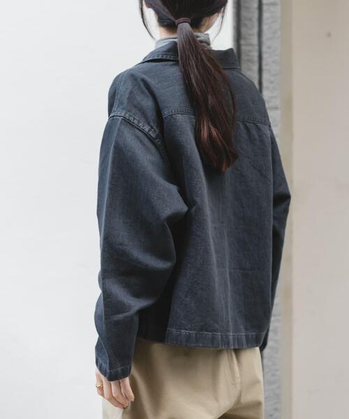 FORK&SPOON（フォークアンドスプーン）の「FORK&SPOON　ペーパーデニムスキッパーシャツ（シャツ/ブラウス・レディース・ブルー/ブラック・1）」の5枚目の写真