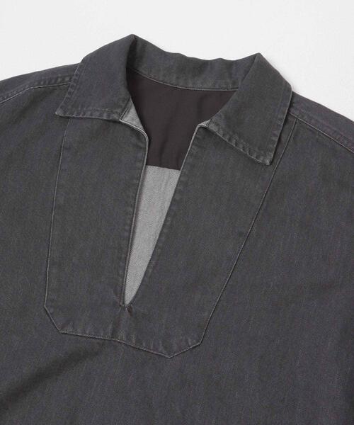 FORK&SPOON（フォークアンドスプーン）の「FORK&SPOON　ペーパーデニムスキッパーシャツ（シャツ/ブラウス・レディース・ブルー/ブラック・1）」の10枚目の写真