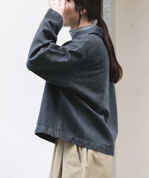 FORK&SPOON（フォークアンドスプーン）の「FORK&SPOON　ペーパーデニムスキッパーシャツ（Tシャツ/カットソー・レディース・ブルー/ブラック・1）」の5枚目の写真