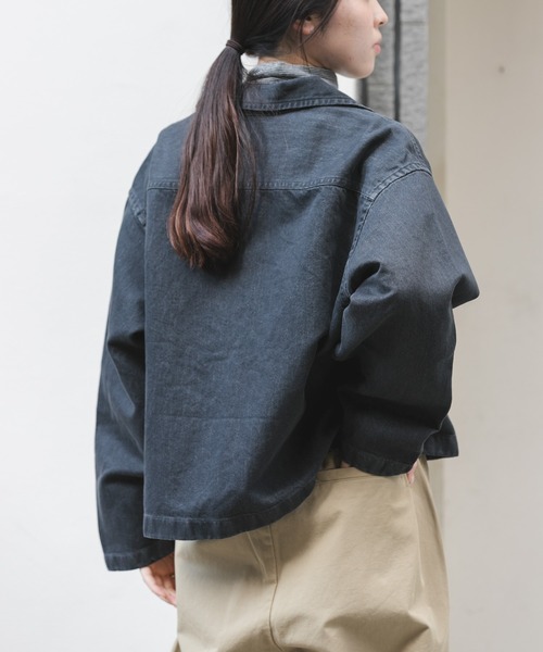 FORK&SPOON（フォークアンドスプーン）の「FORK&SPOON　ペーパーデニムスキッパーシャツ（Tシャツ/カットソー・レディース・ブルー/ブラック・1）」の7枚目の写真