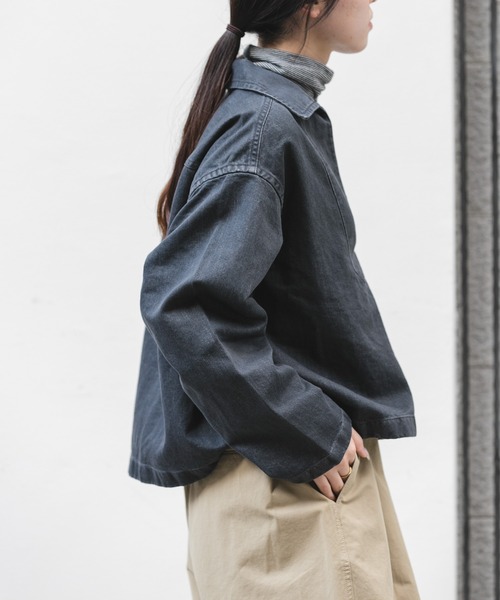 FORK&SPOON（フォークアンドスプーン）の「FORK&SPOON　ペーパーデニムスキッパーシャツ（Tシャツ/カットソー・レディース・ブルー/ブラック・1）」の8枚目の写真