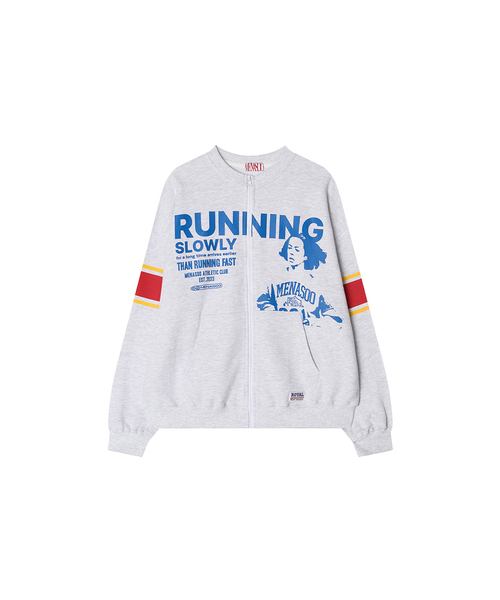 MENASOO(ミナス)の「Round Neck Running Zipup Cardigan_White Melange(カーディガン/ボレロ・レディース・ホワイト・F)」の1枚目の写真