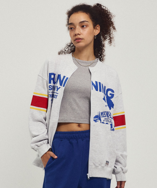 MENASOO(ミナス)の「Round Neck Running Zipup Cardigan_White Melange(カーディガン/ボレロ・レディース・ホワイト・F)」の2枚目の写真