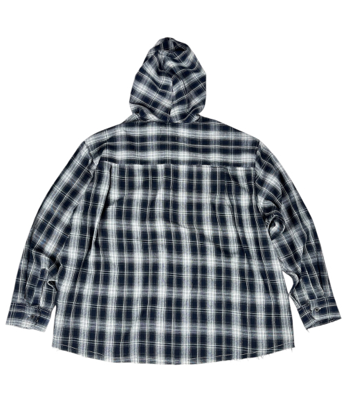 SK8ER ROCK(スケーターロック)の「Cross Cut-Off Tartan Check Hoodie Shirt ((Navy))(シャツ/ブラウス・メンズ・その他・ONE SIZE)」の2枚目の写真