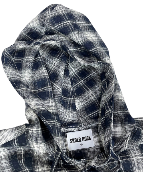SK8ER ROCK(スケーターロック)の「Cross Cut-Off Tartan Check Hoodie Shirt ((Navy))(シャツ/ブラウス・メンズ・その他・ONE SIZE)」の3枚目の写真