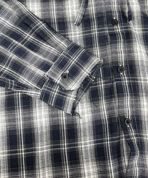 SK8ER ROCK(スケーターロック)の「Cross Cut-Off Tartan Check Hoodie Shirt ((Navy))(シャツ/ブラウス・メンズ・その他・ONE SIZE)」の6枚目の写真