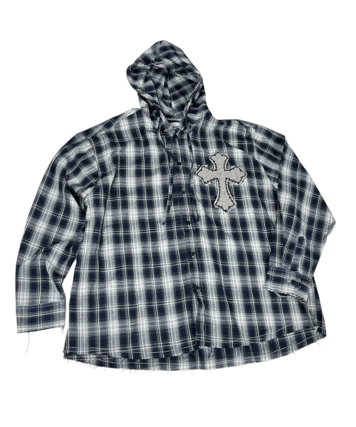 SK8ER ROCK(スケーターロック)の「Cross Cut-Off Tartan Check Hoodie Shirt ((Navy))(シャツ/ブラウス・メンズ・その他・ONE SIZE)」の9枚目の写真