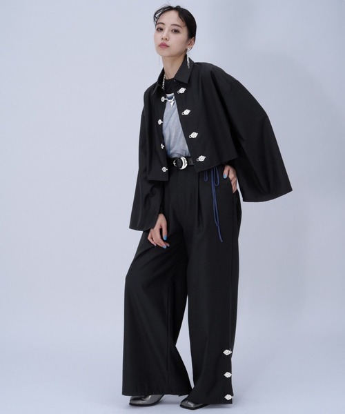 HARE（ハレ）の「チャイナカナグワイドパンツ(HARE)（その他パンツ・レディース・ブラック/ボルドー・FREE）」の3枚目の写真