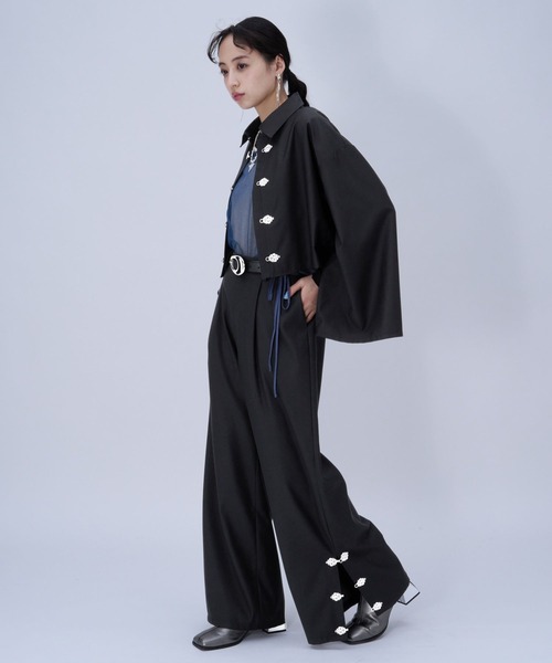 HARE（ハレ）の「チャイナカナグワイドパンツ(HARE)（その他パンツ・レディース・ブラック/ボルドー・FREE）」の4枚目の写真