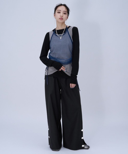 HARE（ハレ）の「チャイナカナグワイドパンツ(HARE)（その他パンツ・レディース・ブラック/ボルドー・FREE）」の5枚目の写真