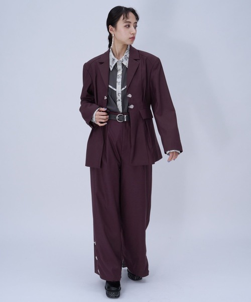 HARE（ハレ）の「チャイナカナグワイドパンツ(HARE)（その他パンツ・レディース・ブラック/ボルドー・FREE）」の6枚目の写真