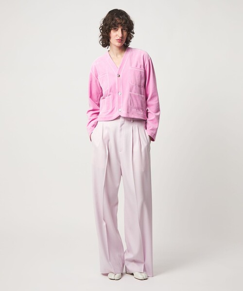 6（ロク）の「＜6(ROKU)＞ベロア カラー カーディガン（カーディガン/ボレロ・レディース・ピンク/ライム・FREE）」の3枚目の写真