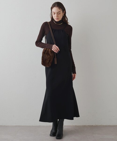 Drawing Numbers（ドローイング ナンバーズ）の「【Drawing Numbers】ジョーゼットホルターワンピース（ワンピース・レディース・ベージュ/ブラック・38）」の3枚目の写真