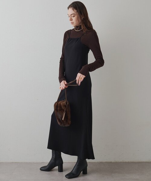 Drawing Numbers（ドローイング ナンバーズ）の「【Drawing Numbers】ジョーゼットホルターワンピース（ワンピース・レディース・ベージュ/ブラック・38）」の5枚目の写真