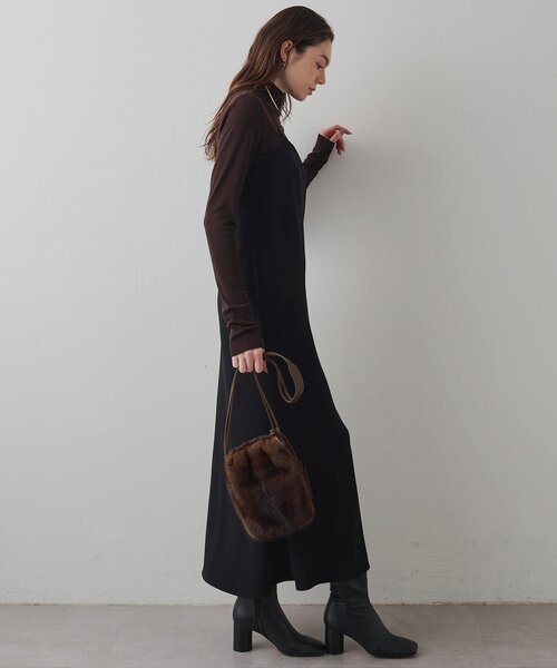 Drawing Numbers（ドローイング ナンバーズ）の「【Drawing Numbers】ジョーゼットホルターワンピース（ワンピース・レディース・ベージュ/ブラック・38）」の7枚目の写真