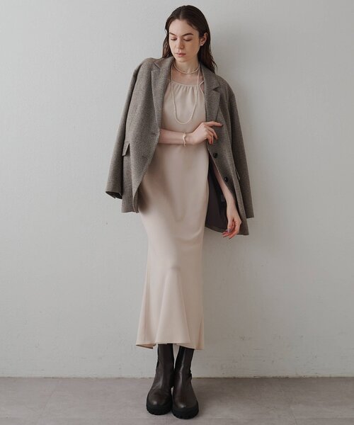 Drawing Numbers（ドローイング ナンバーズ）の「【Drawing Numbers】ジョーゼットホルターワンピース（ワンピース・レディース・ベージュ/ブラック・38）」の10枚目の写真