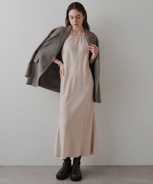 Drawing Numbers（ドローイング ナンバーズ）の「【Drawing Numbers】ジョーゼットホルターワンピース（ワンピース・レディース・ベージュ/ブラック・38）」の14枚目の写真