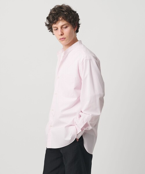 UNITED ARROWS(ユナイテッドアローズ)の「カリビアーナミルズ ポプリン バンドカラーシャツ(シャツ/ブラウス・メンズ・ダークブラウン/ホワイト/ライトピンク/ロイヤルブルー・S/XL/M/L)」の4枚目の写真