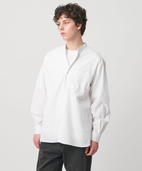 UNITED ARROWS(ユナイテッドアローズ)の「カリビアーナミルズ ポプリン バンドカラーシャツ(シャツ/ブラウス・メンズ・ダークブラウン/ホワイト/ライトピンク/ロイヤルブルー・S/XL/M/L)」の7枚目の写真