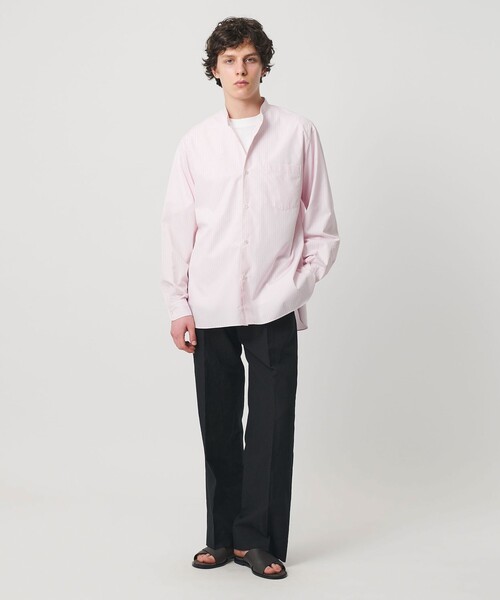 UNITED ARROWS(ユナイテッドアローズ)の「カリビアーナミルズ ポプリン バンドカラーシャツ(シャツ/ブラウス・メンズ・ダークブラウン/ホワイト/ライトピンク/ロイヤルブルー・S/XL/M/L)」の12枚目の写真