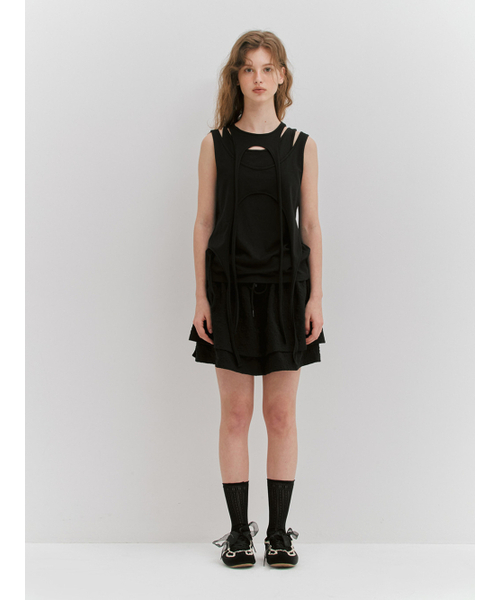 MEENDERI（ミーンデリ）の「FLOWER SHIRRING LAYERED SKIRT - BLACK（スカート・レディース・その他・ONE SIZE）」の9枚目の写真