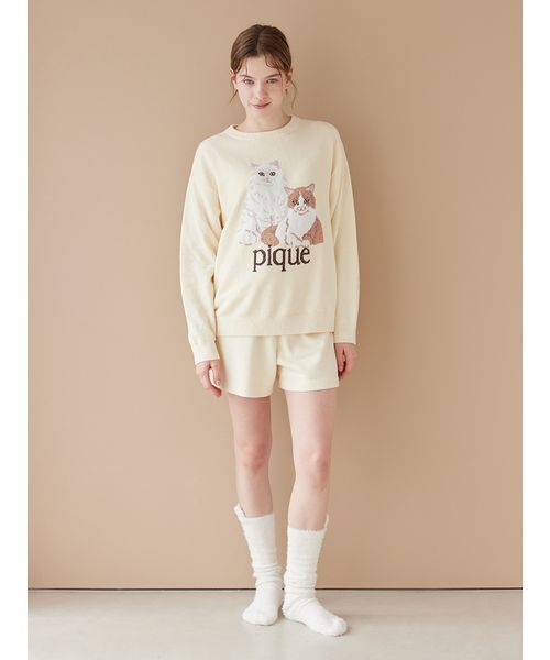 gelato pique（ジェラートピケ）の「キャットロングソックス（その他ルームウェア・レディース・ベージュ/オフホワイト・F）」の7枚目の写真