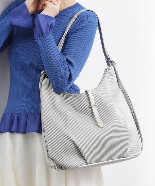 grove(グローブ)の「プリーツベルト3WAYショルダー(ショルダーバッグ・レディース・シルバー/ブラック/ライトグレー・00)」の1枚目の写真