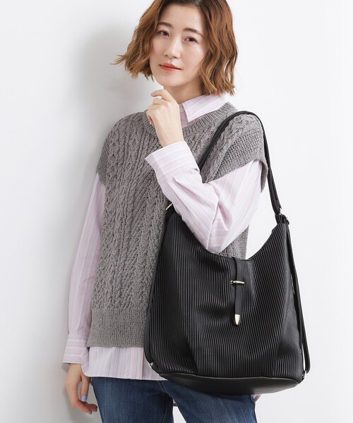 grove(グローブ)の「プリーツベルト3WAYショルダー(ショルダーバッグ・レディース・シルバー/ブラック/ライトグレー・00)」の10枚目の写真